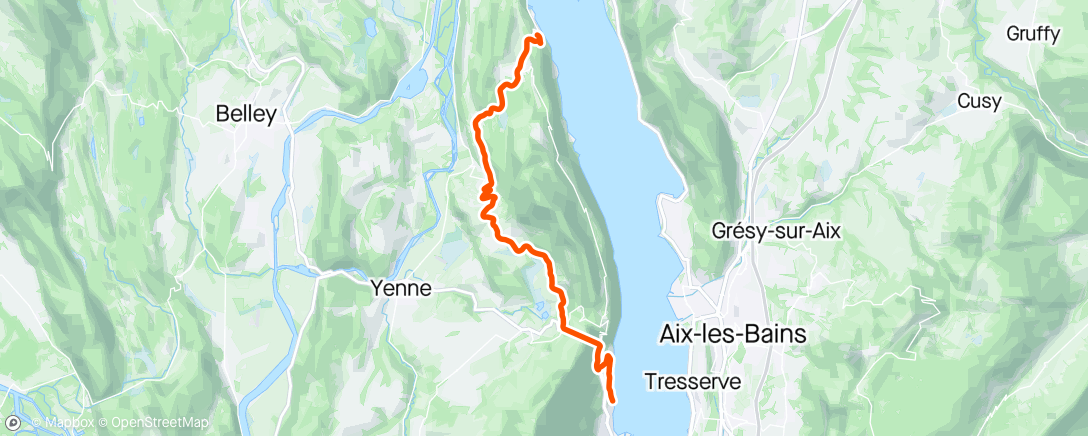 Map of the activity, Steady ride back from rowing