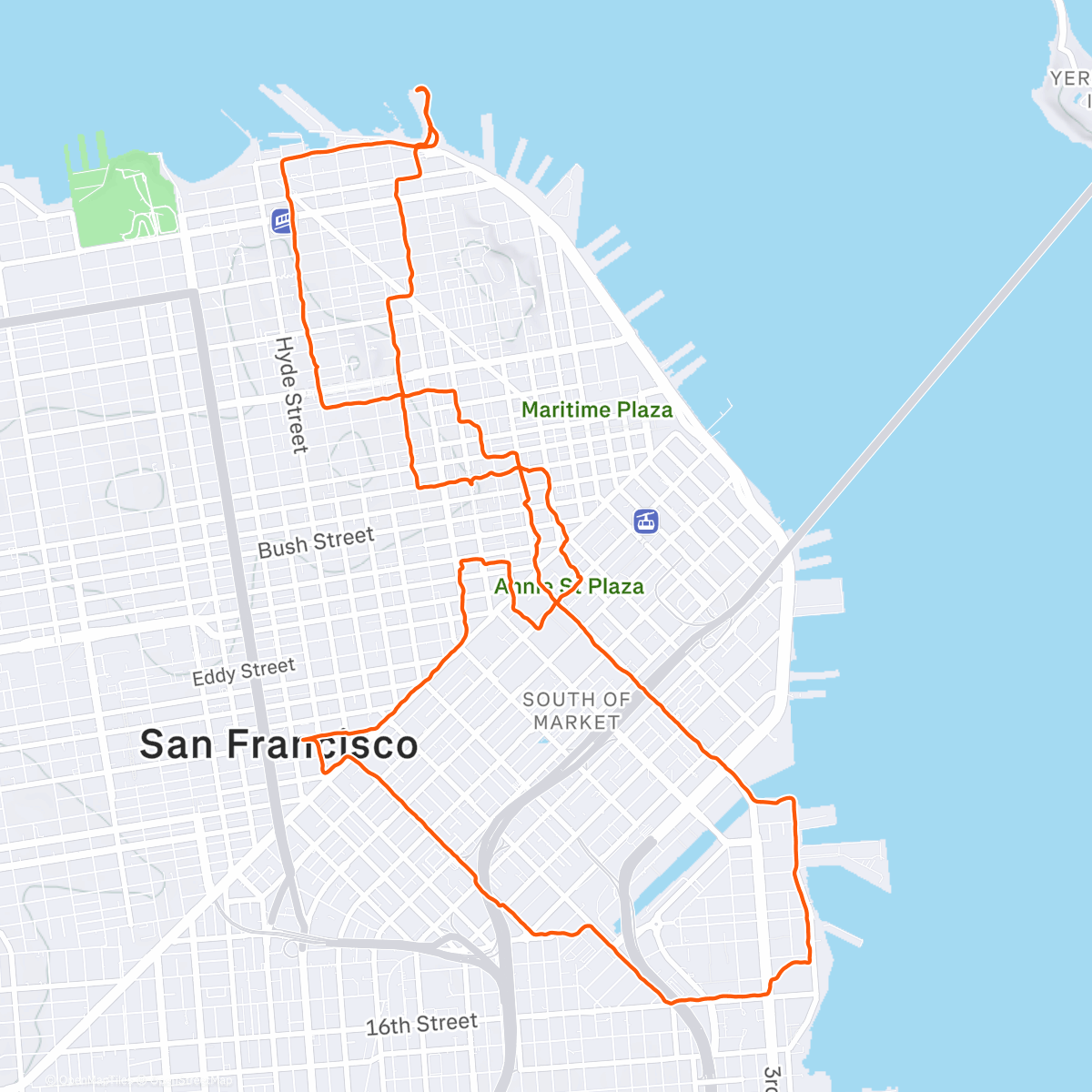 Карта физической активности (Evening Run: MR Tour de Trees 🎄, Taco Hell 🍕🌯)