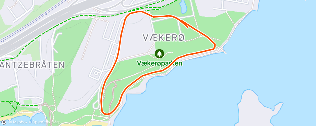 Map of the activity, Vækerø-park stafett etp 6