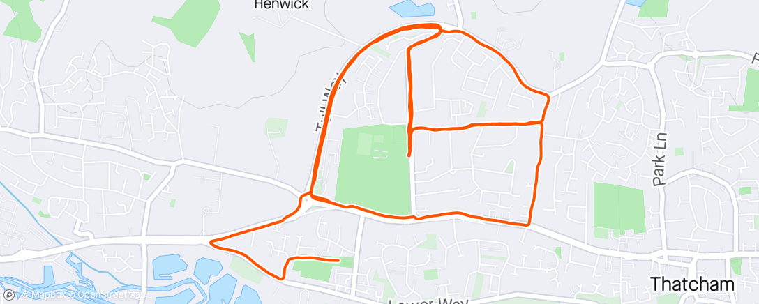 Map of the activity, Evening Run incl Hi5 5k with James