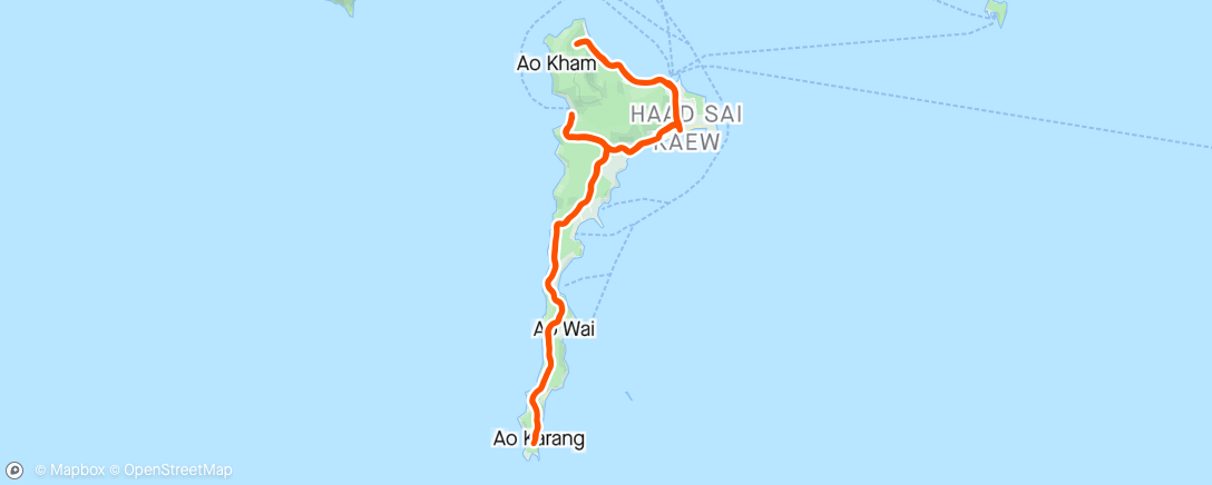 Map of the activity, I bet you thought Koh Samet was a small island - end to end to end is a half marathon !