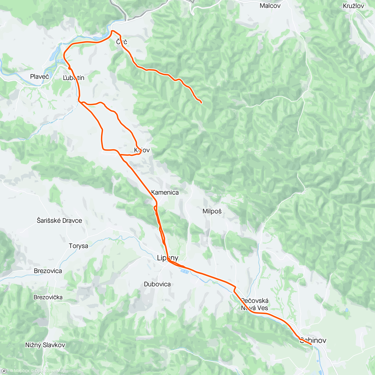 Map of the activity, Morning Ride Kyjov, Čirč