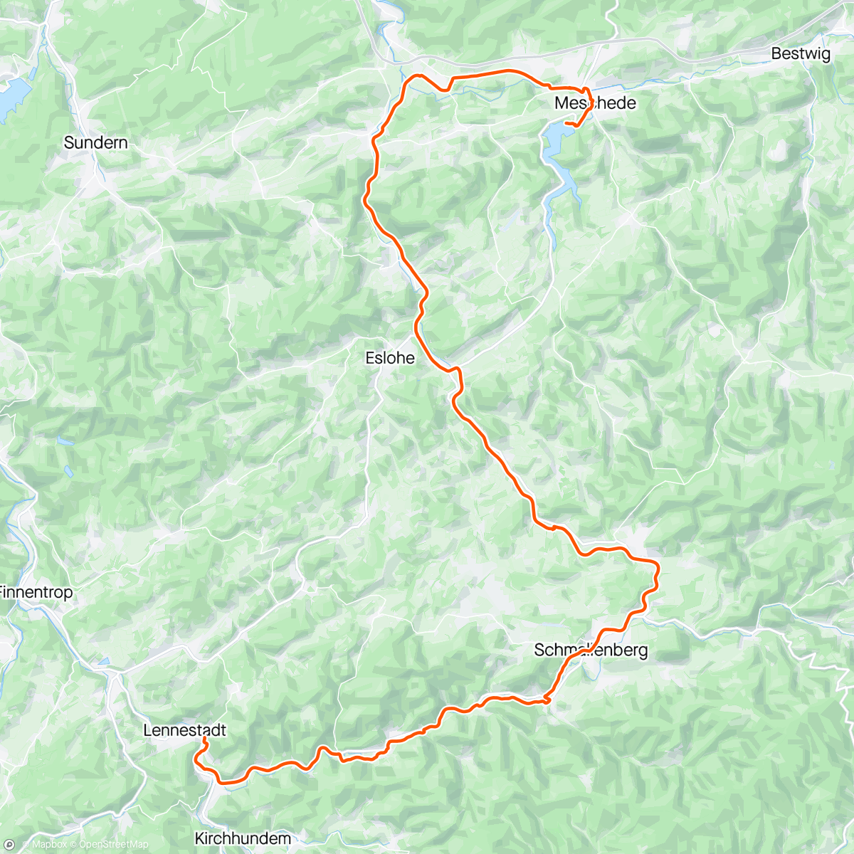 Map of the activity, E-Mountainbike-Fahrt zurück nach Hause