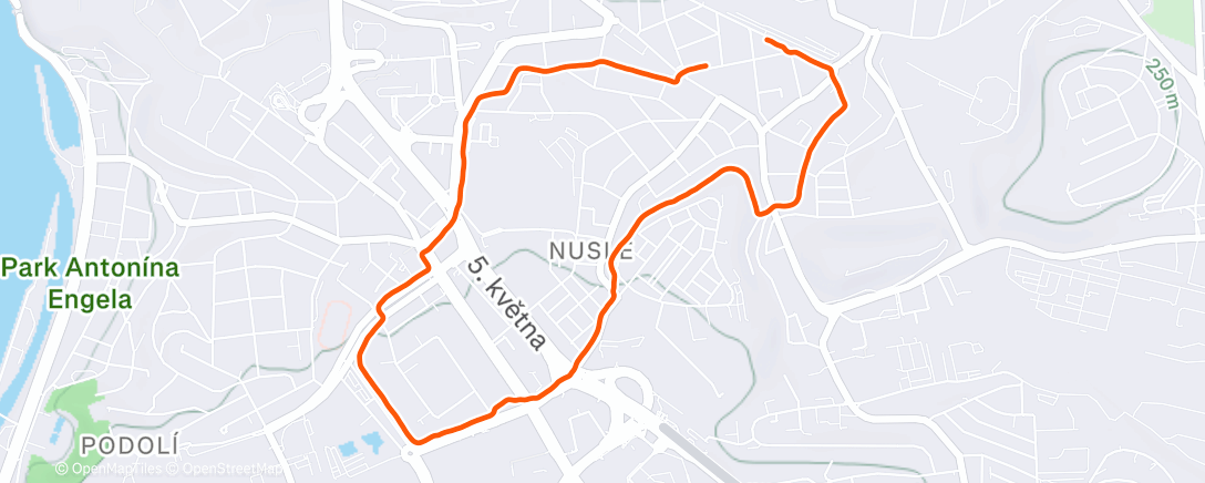 Map of the activity, Afternoon Run