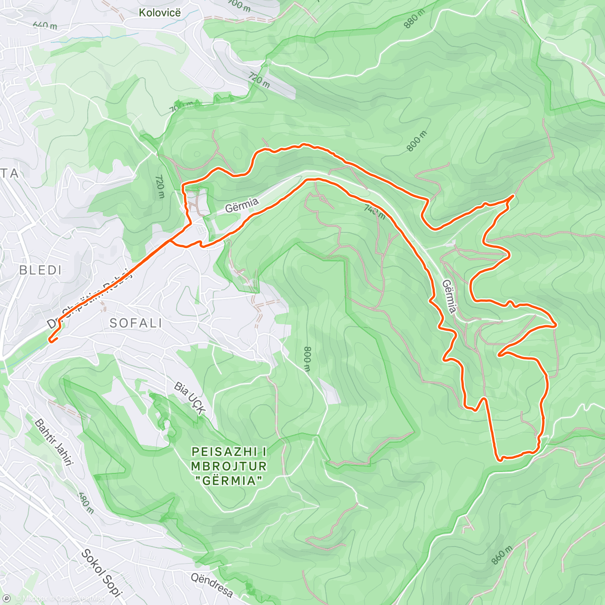 Map of the activity, Morning Trail Run