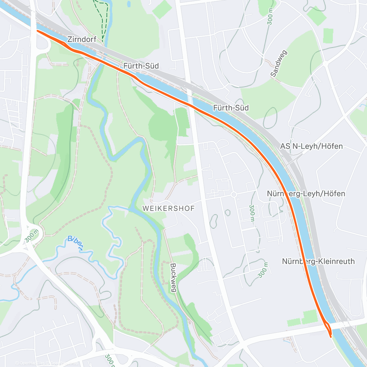 Map of the activity, Lauf am Morgen