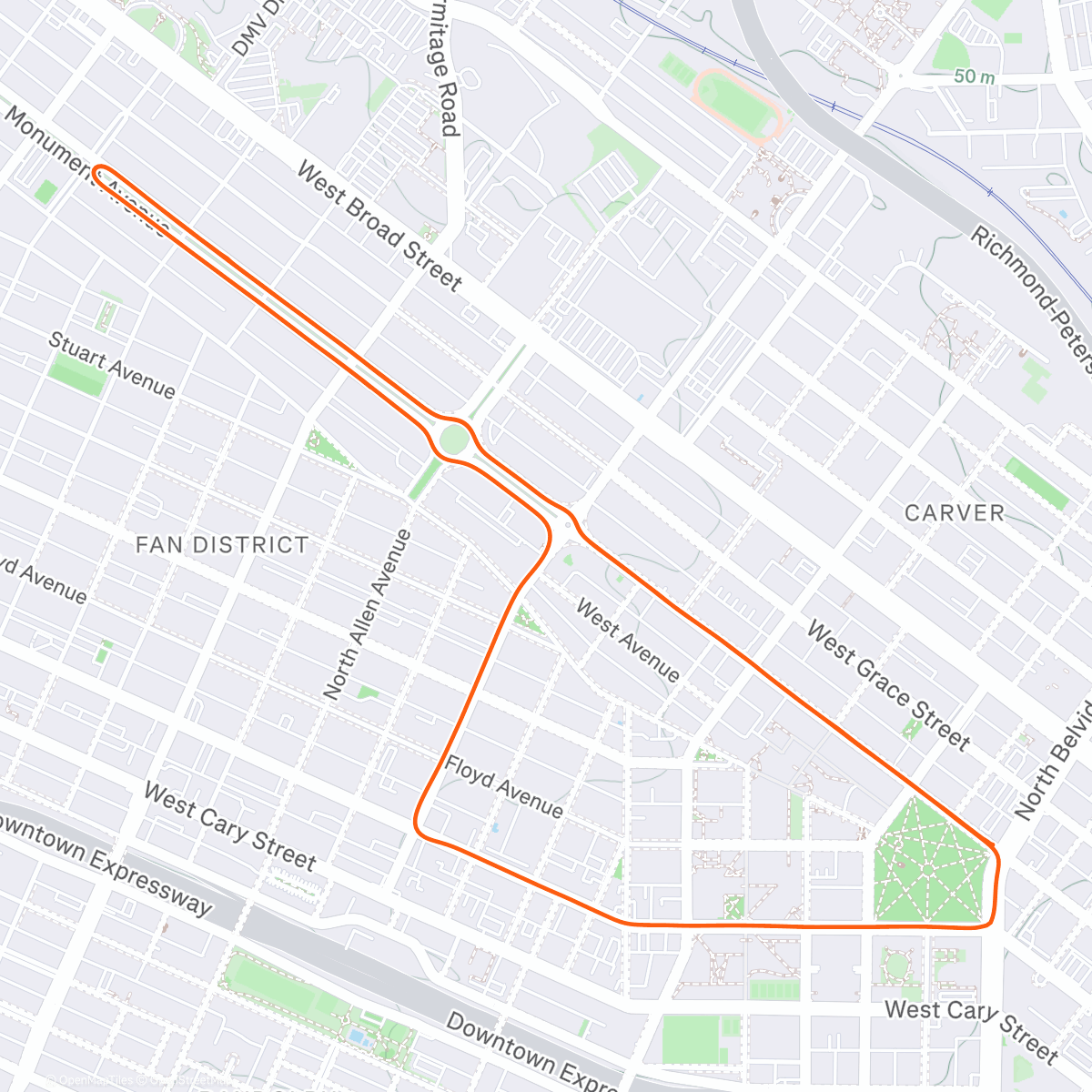 Map of the activity, Zwift - The Fan Flats in Richmond