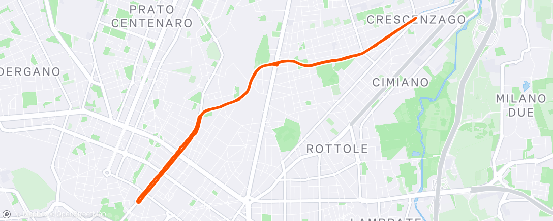 Map of the activity, Thursday Evening Run