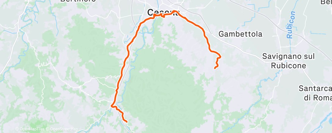 Map of the activity, Pedalata mattutina