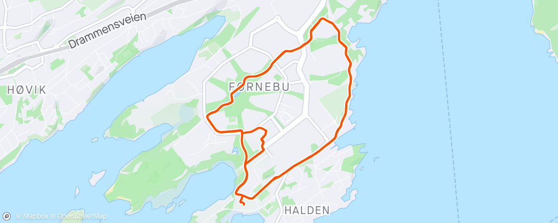 Map of the activity, Fornebu park/kyststi morgenjogg med Oksen IL