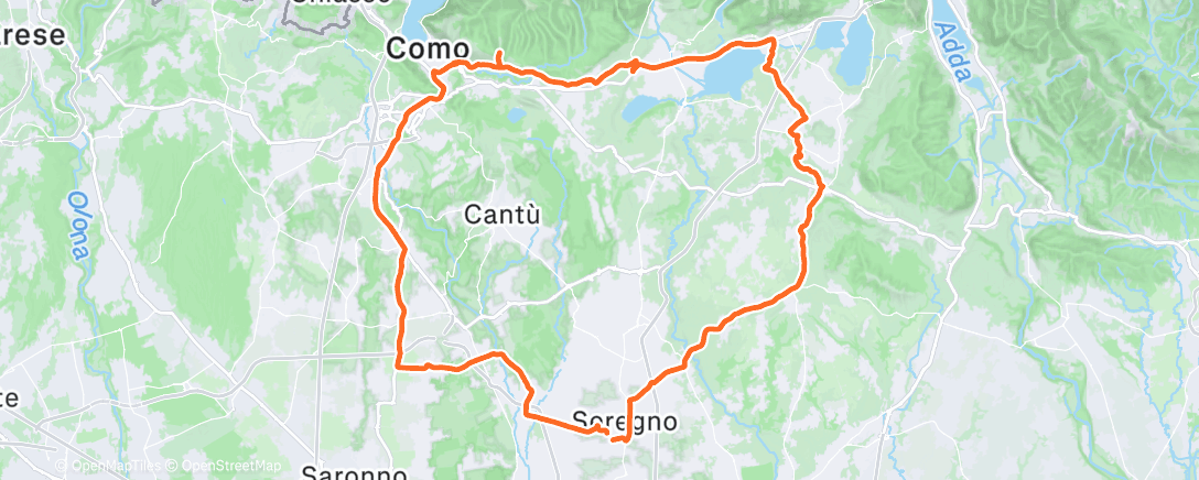Map of the activity, Pedalata mattutina