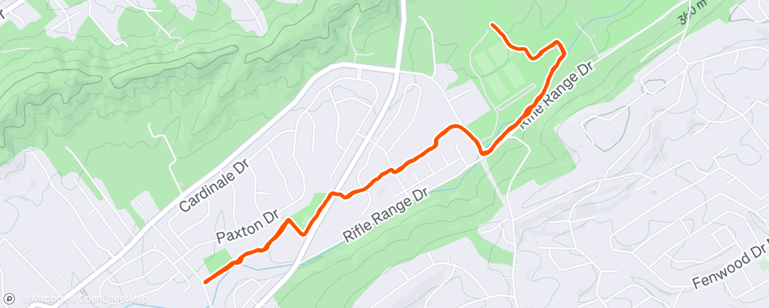 Map of the activity, Afternoon Run
