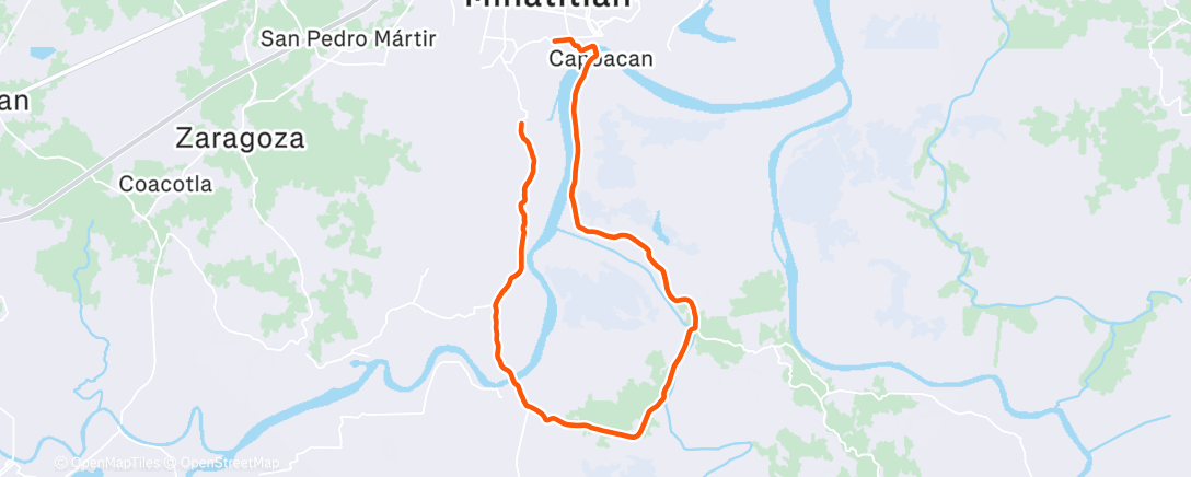 Map of the activity, Vuelta ciclista por la tarde