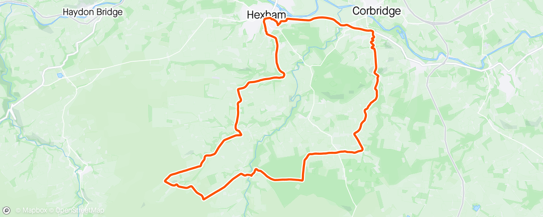 Map of the activity, Hexham ride