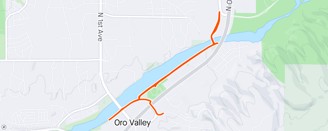 Map of the activity, 6x 1 mile @threshold