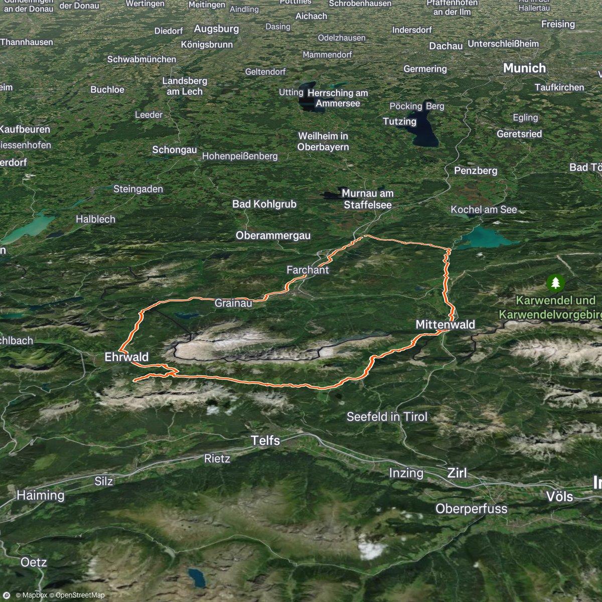 Map of the activity, Eschenlainetal - Leutasch - Seebensee