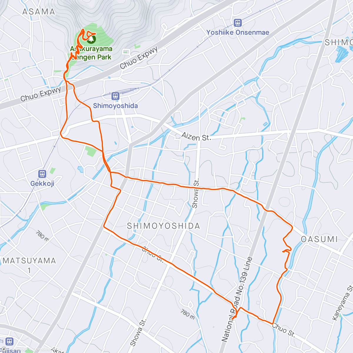 Map of the activity, 富士吉田ランツーリズム