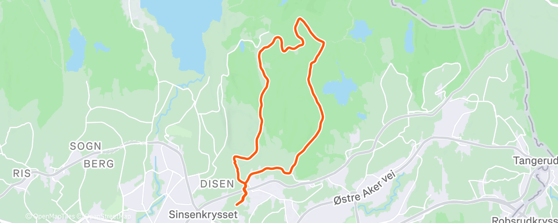 Map of the activity, Afternoon Run