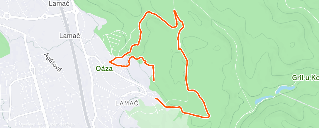 Map of the activity, Evening Trail Run