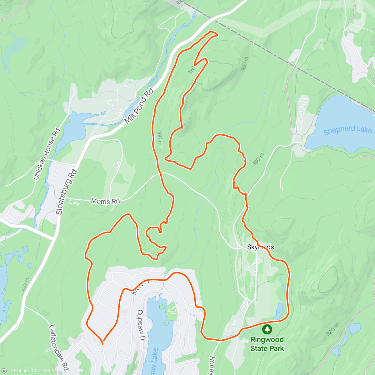Mapa de la actividad, Mountain Bike Ride