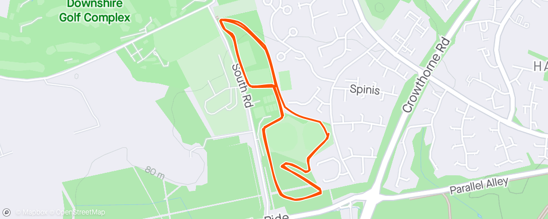Map of the activity, Bracknell parkrun ( seasons best, great pacing from James )