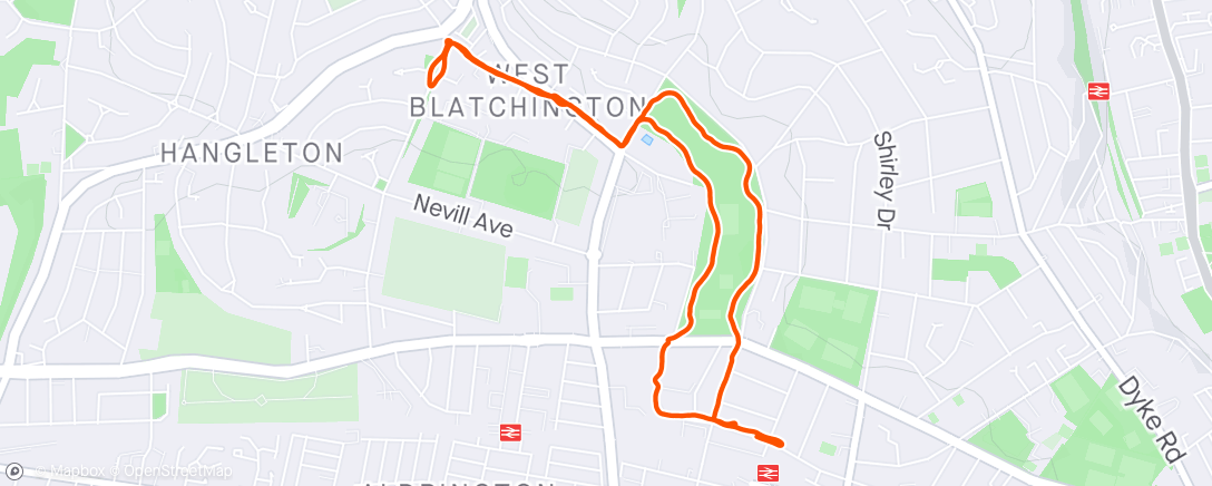 Map of the activity, Morning Run Hove, England ☁️