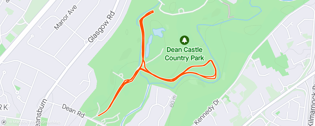 「Dean Castle Country Park parkrun - 23'04". Tough wee course, especially in that heat!」活動的地圖