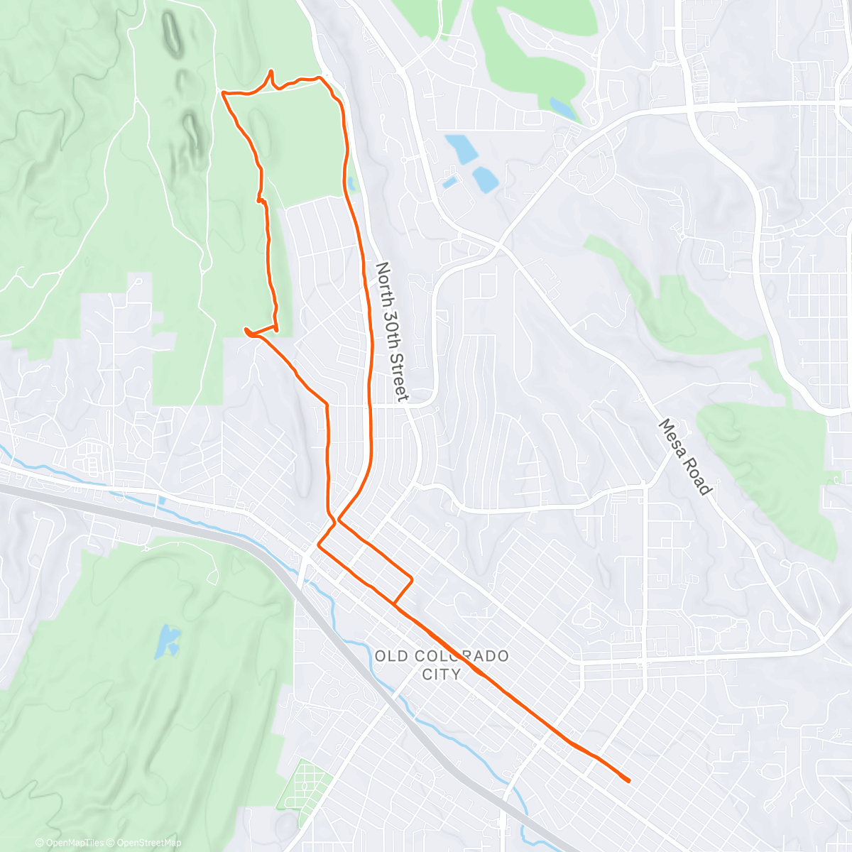 Map of the activity, Afternoon Run