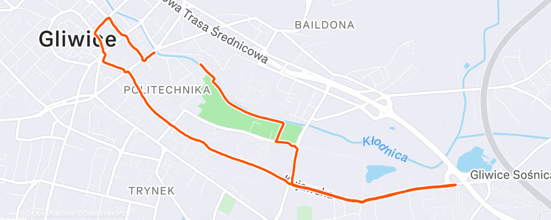 Map of the activity, Evening Run