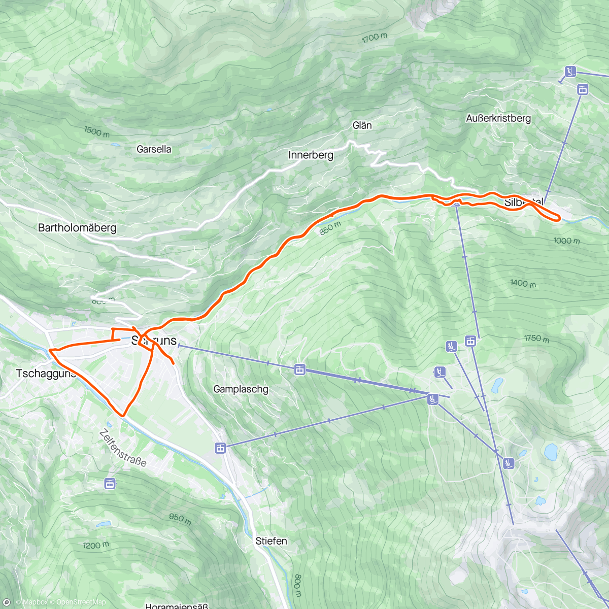 Map of the activity, Montafon roztoto