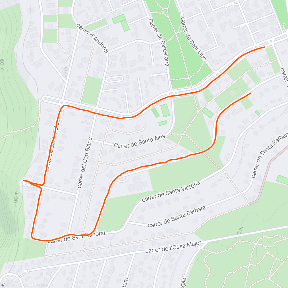 Mapa de la actividad, Caminata de noche