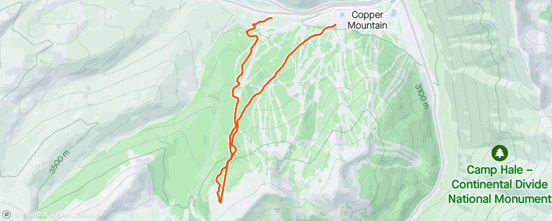 Map of the activity, Splitboard mission at Copper