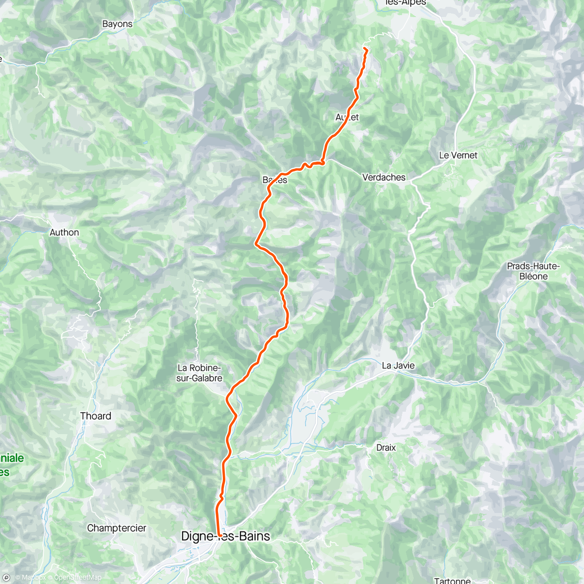 Map of the activity, Digne col du fanget aller et retour