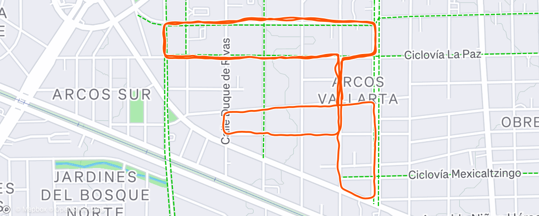Map of the activity, Evening Run