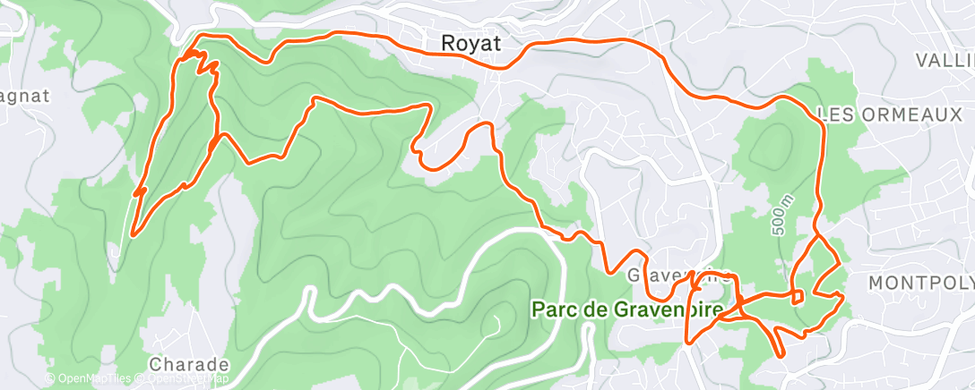 Map of the activity, Sortie VTT le midi
