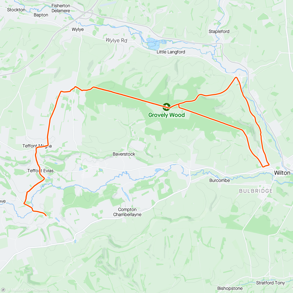 Map of the activity, Grovely Wood Loop