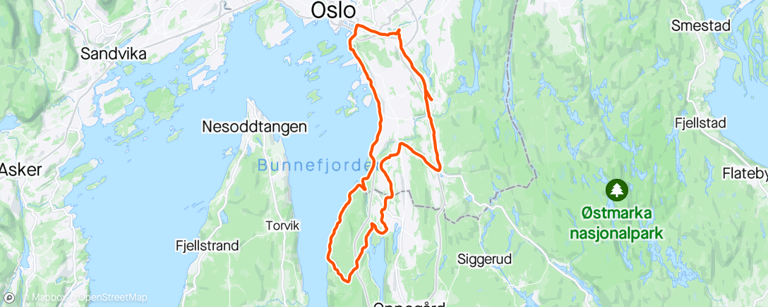 Map of the activity, Skul-Kolbotn-Svartskog-Sentrum-Skul m Olav.