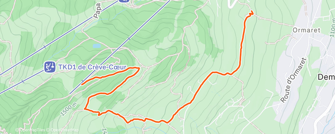 Map of the activity, Afternoon Run