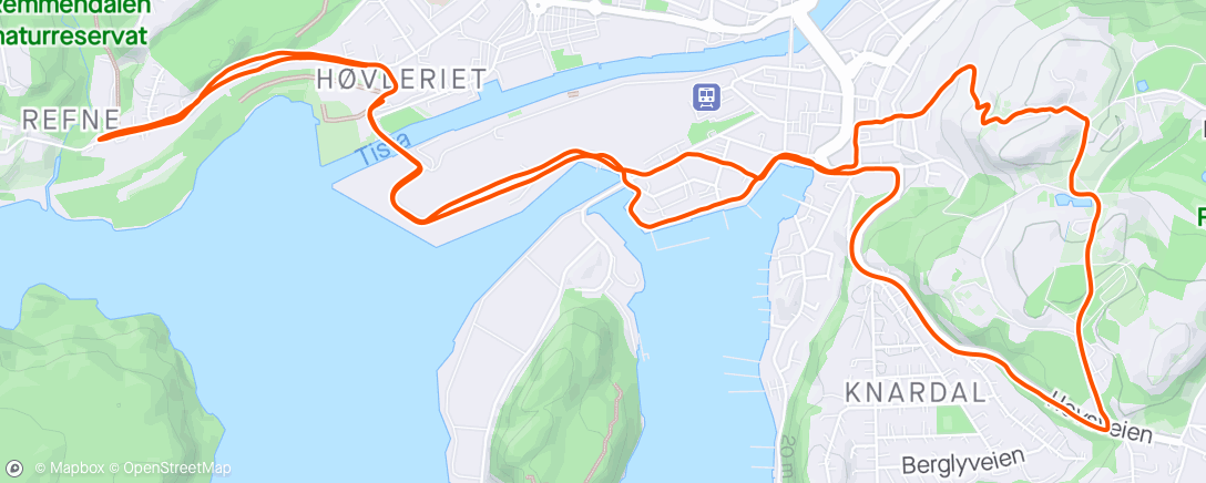 Mappa dell'attività Jogging og noen gåpartier.
