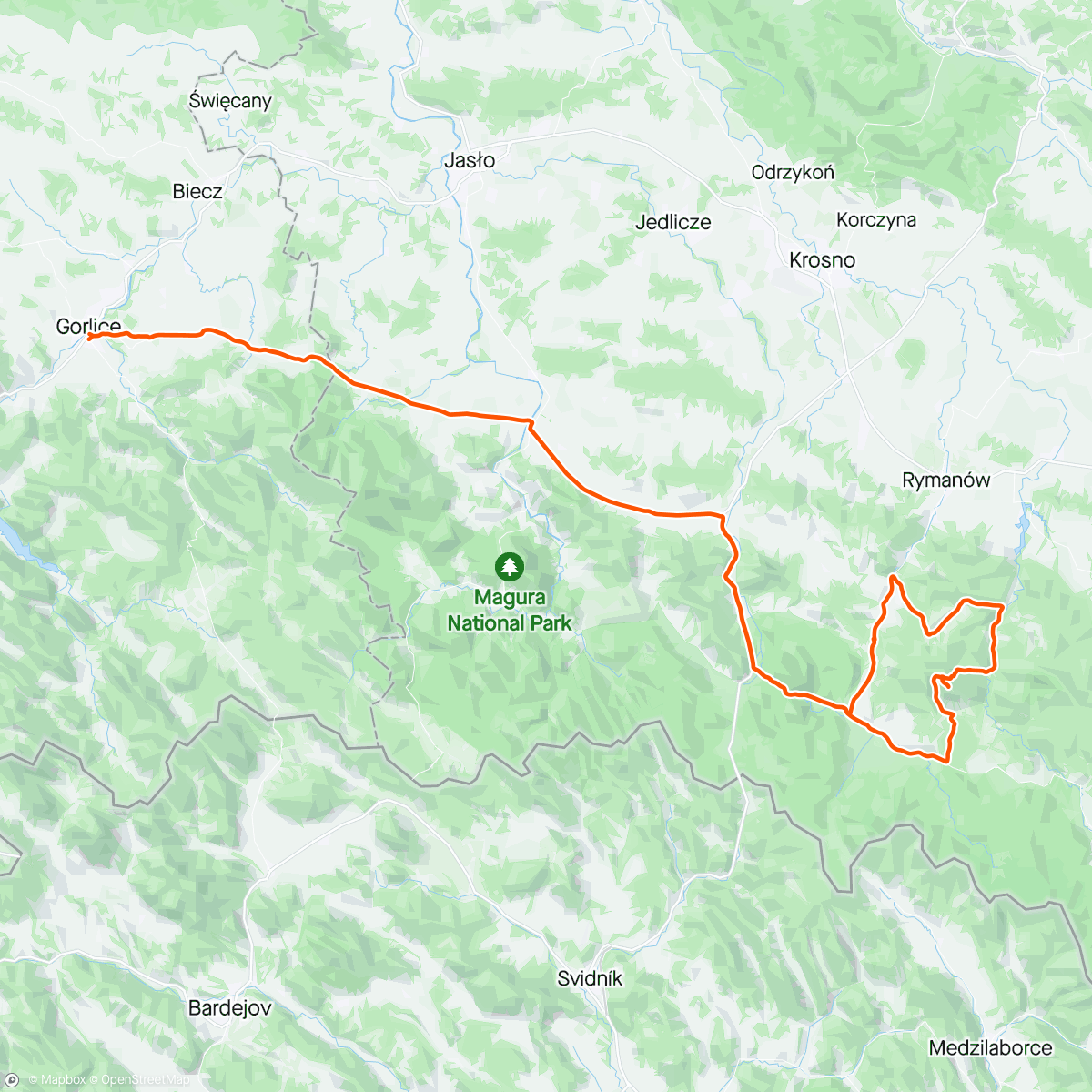 Карта физической активности (Góra Polańska ostatni bastion korony BN. Trzeba chyba być kretynem żeby szose po lesie targać😂)