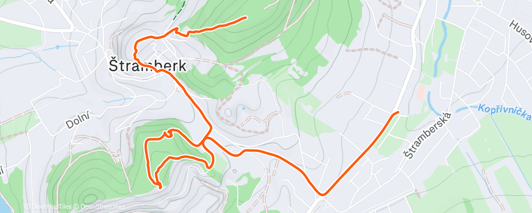 Map of the activity, Procházka Štramberk + 2km