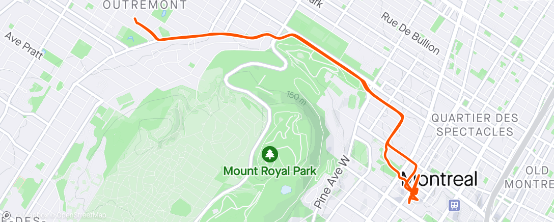 Map of the activity, Home to McGill return May 8, 2024