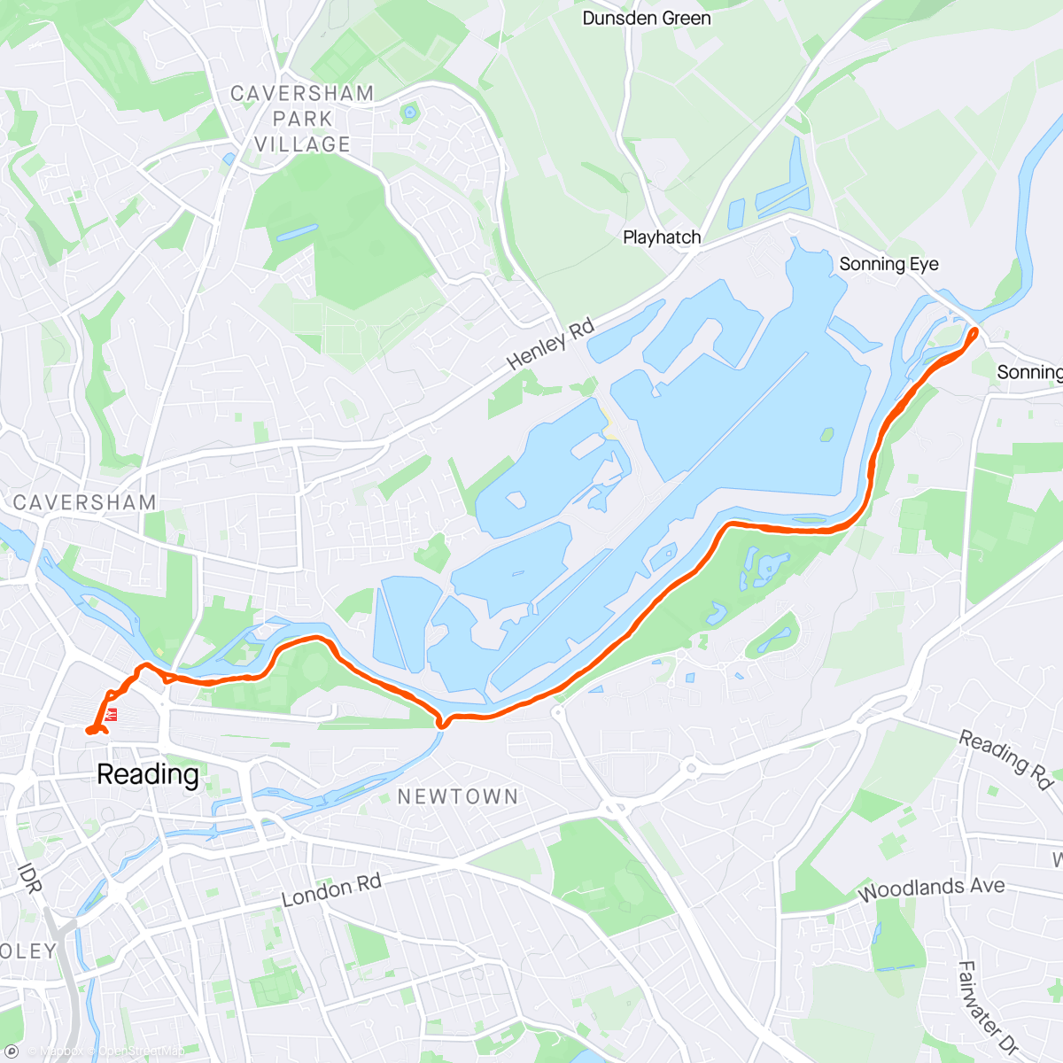 Mapa da atividade, Lunch Run to Sonning Bridge