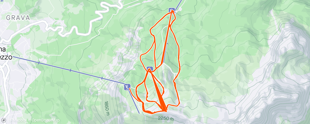 Map of the activity, Sessione di sci alpino mattutina