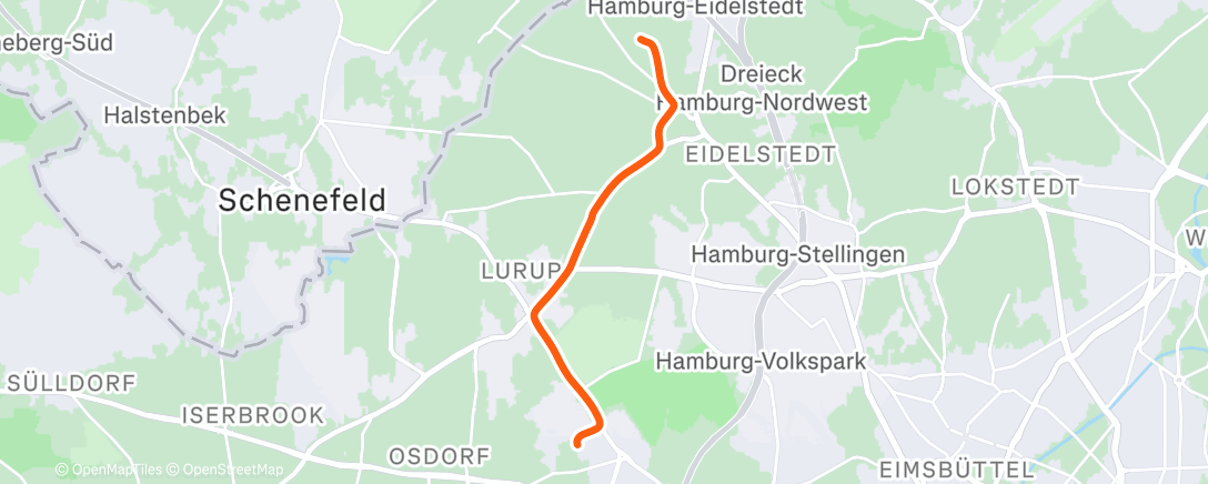 Map of the activity, Evening Ride