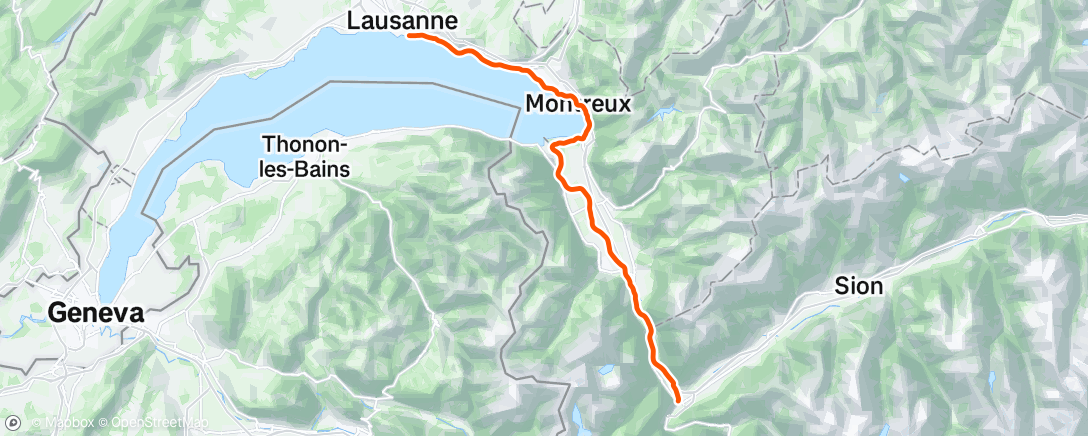 Map of the activity, Martigny Ride