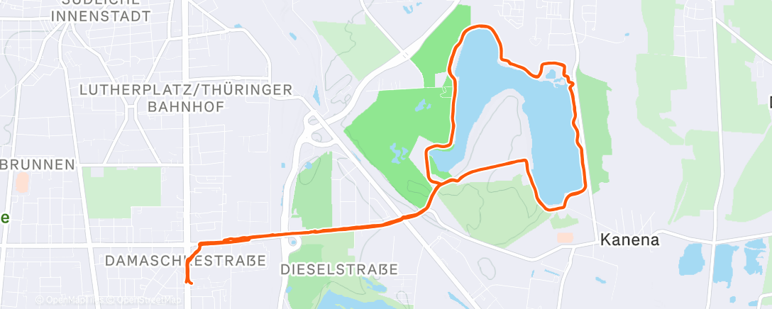 Map of the activity, Lauf am Morgen