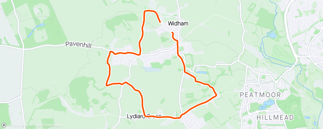 Map of the activity, Purton / Lydiard Millicent loop, with Pete