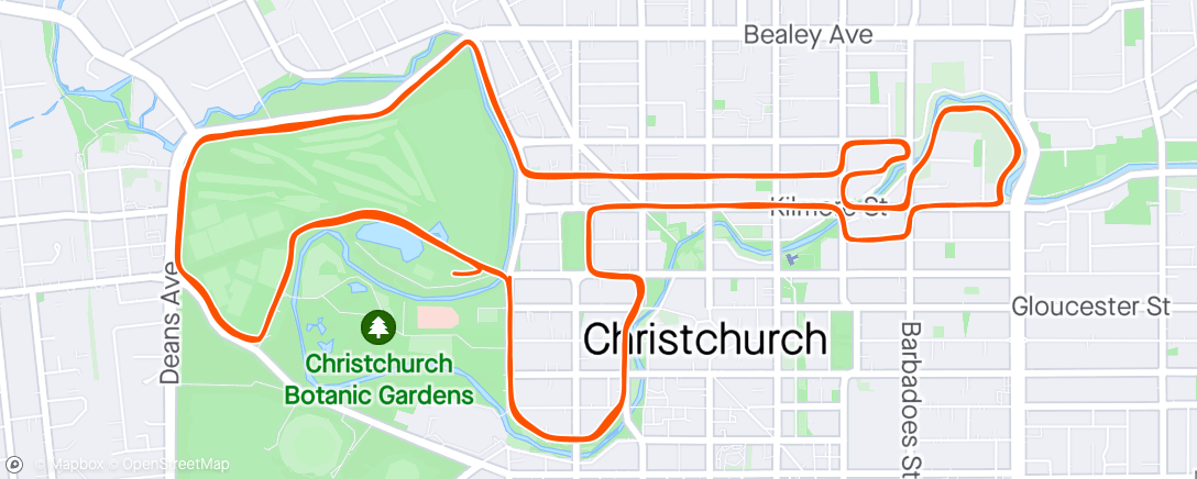 Map of the activity, Christchurch marathon