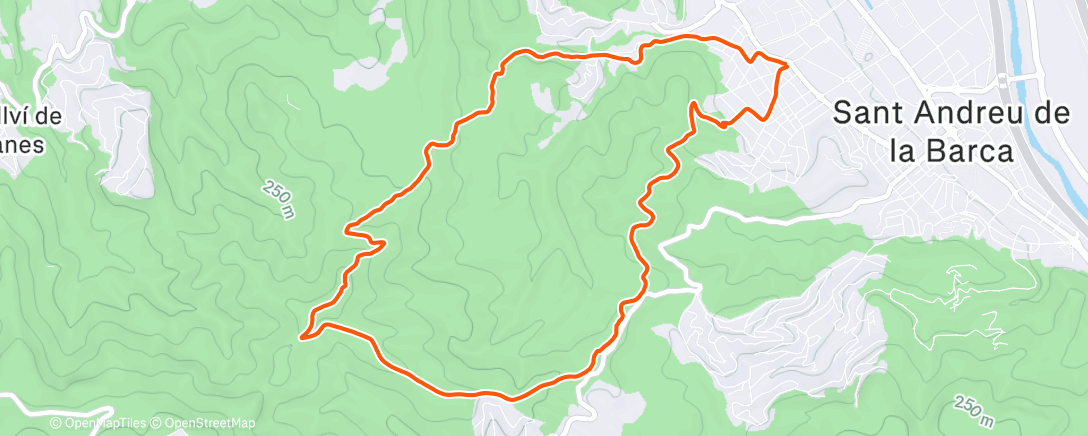 Map of the activity, Carrera de montaña por la tarde